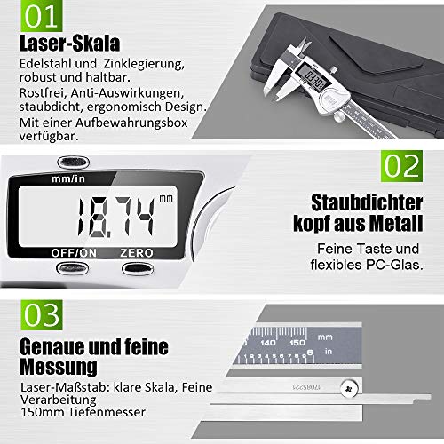 Dijite Calibro Digitale Aggiornato Impermeabile