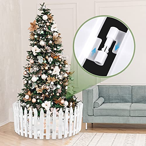 URATOT 25 Pieces Thick White Plastic Picket Fence Christmas Tree Fences
