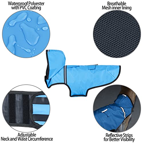 Uvtqssp Dog Raincoat Reflective Dog Jacket With Hood, Waterproof Slicker With Leash Hole, Lightweight Breathable Poncho For Medium And Large Dogs Blue Xxl #TOP2
