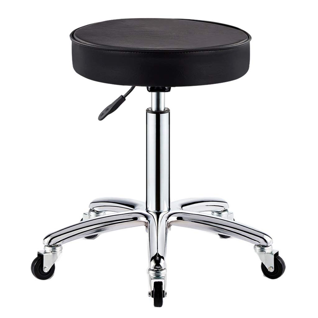 Stołek fryzjerski, specjalny stołek koła pasowego do salonów kosmetycznych, fryzjerstwo fryzjerskie, manicure, stołek do cięcia włosów Stołek piękności (Color : Black)
