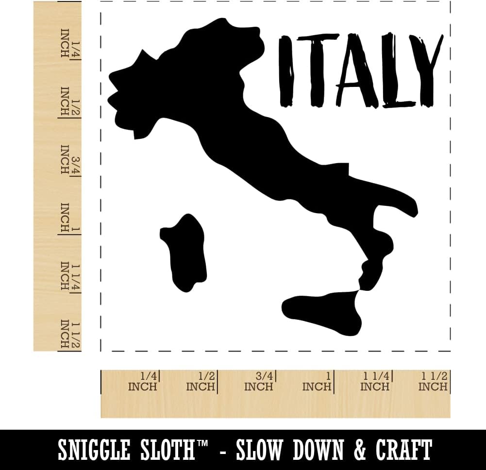 Italy Country Solid with Text Self-Inking Rubber Stamp Ink Stamper - 1-1/2 Inch Large - Red Ink