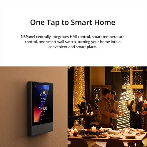 Sonoff Nspanel Wifi Smart Scene Wall Switch,2-Switch Panel Smart Home Control,Touchscreen Control For Smart Temperature Function,Lights,Work With Alexa & Google Home Assistant,Black #TOP1
