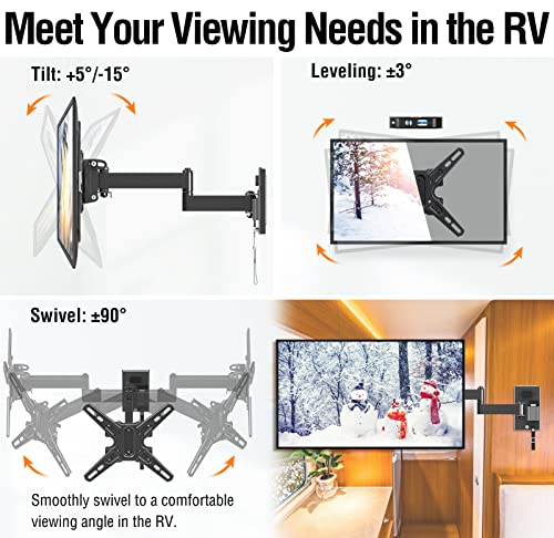 ELIVED Lockable RV TV Mount for Most 13-43 Inch TVs, RV TV Wall Mount Swivel and Tilt for Camper Trailer Motorhome, Detachable tv Bracket with Double Wall Plates, Max VESA 200x200mm, up to 22 LBS by ELIVED - Image 4