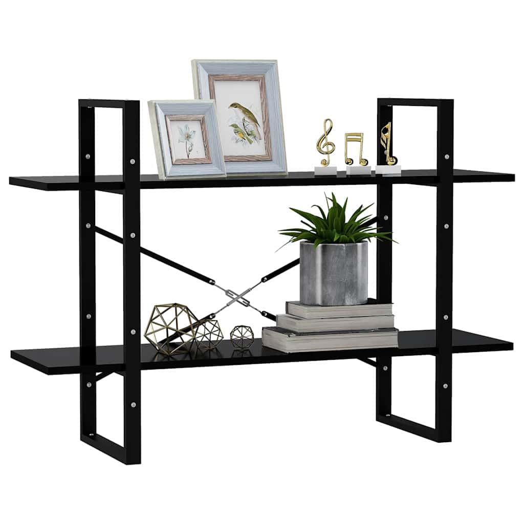 Libreria a 2 scomparti, colore nero, 100 x 30 x 70 cm, in legno e