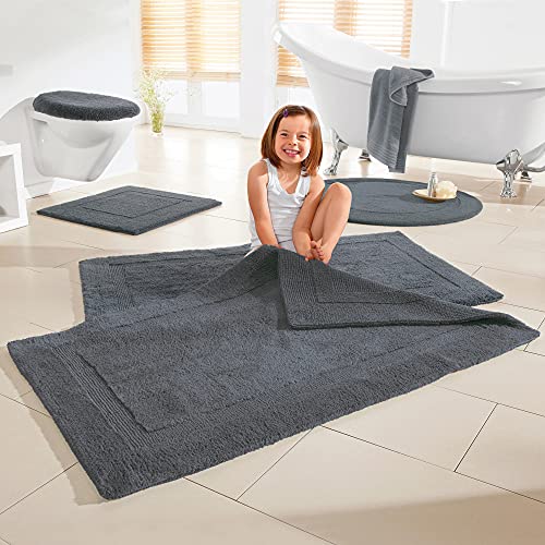 Erwin Müller Badematte, Badteppich Heraklion anthrazit Größe 80x150 cm - Kochfest, für Fußbodenheizung geeignet, 100… – Bild 4