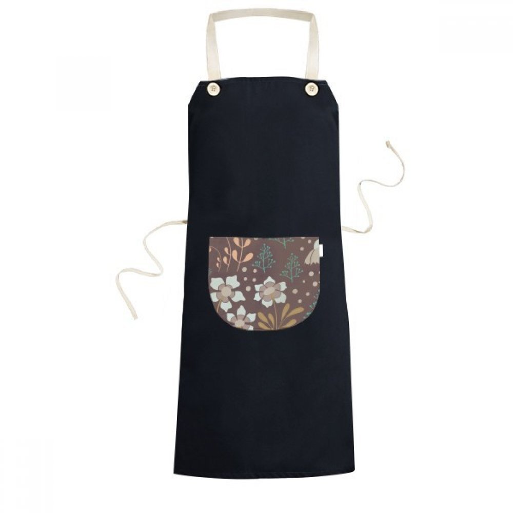 Bavoir de cuisine réglable noir avec motif végétal et grande poche