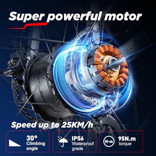 Doppelter Motor 190/95 N.m E Bike elektrofahrräder Herren Damen, Ebike 48V 20Ah Akku bis 120km, 26x4 Zoll Electric Bike 7-Gang Getriebe mit LCD-Display Vollfederung E Fahrrad – Bild 3