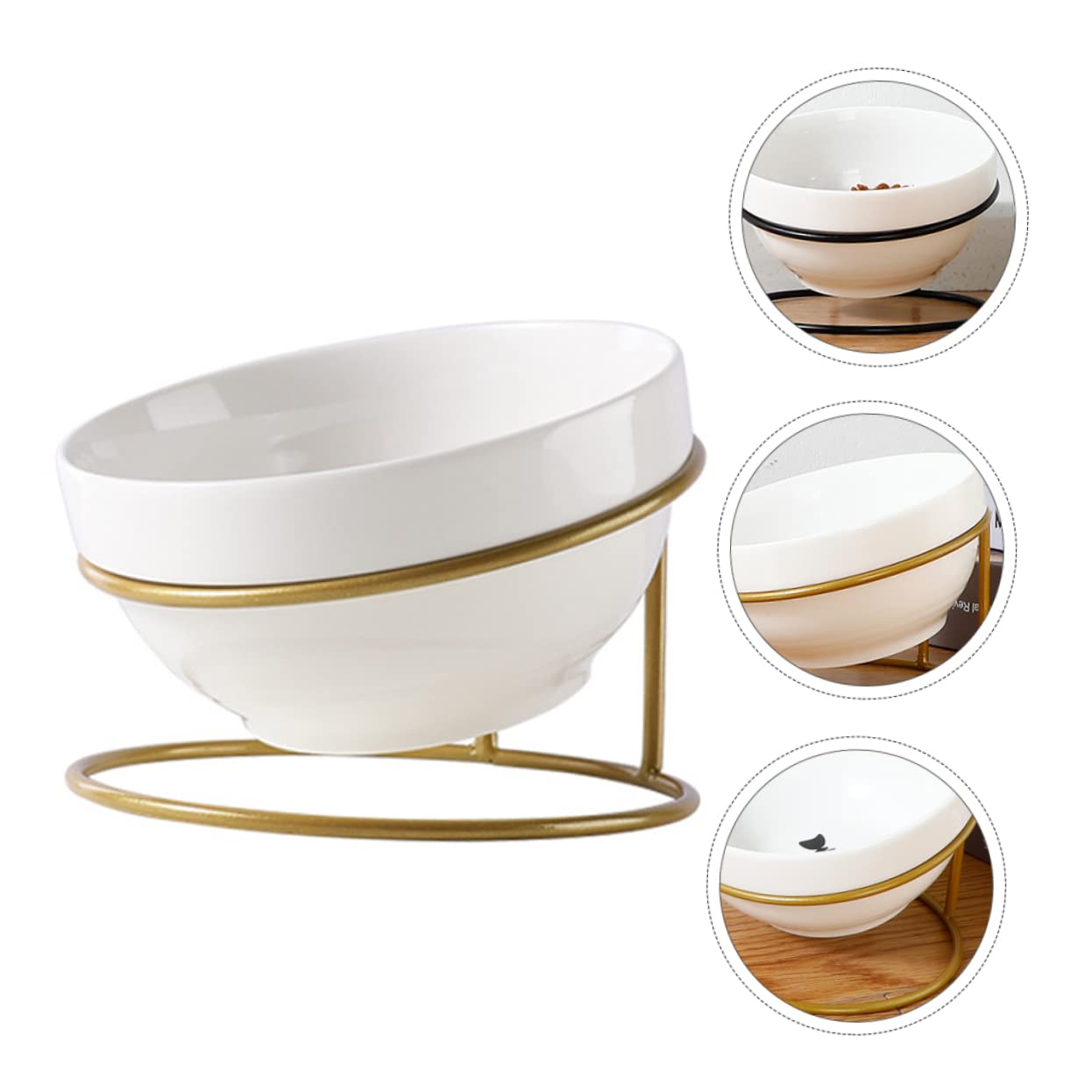 Mikikit 1pc Pet Feeding Bowl for Cats and Dogs Durable Ceramic Pet Food Container with Stand Comfortable Dining Experience Styles