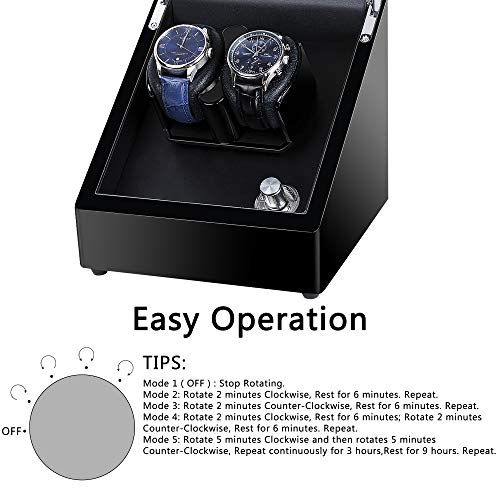 Kalawen Doulble Watch Winder for 2 Automatic Watches with 5 Rotation Mode Setting, Super Quiet Motor, Adjustable Watch Pillow for Men’s and Lady’s Automatic Watches - Thumbnail 4