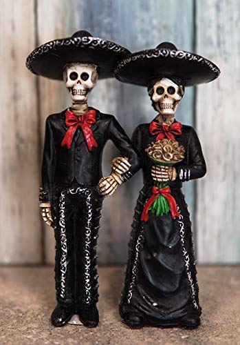Ebros Love Never Dies Wedding Bride And Groom Mariachi Skeleton Couple Figurine 5.5" Tall Day Of The Dead Dod Floral Rose Bridal Vow Ceremony Ossuary Macabre Graveyard Spooky Halloween Decor Statue #TOP16