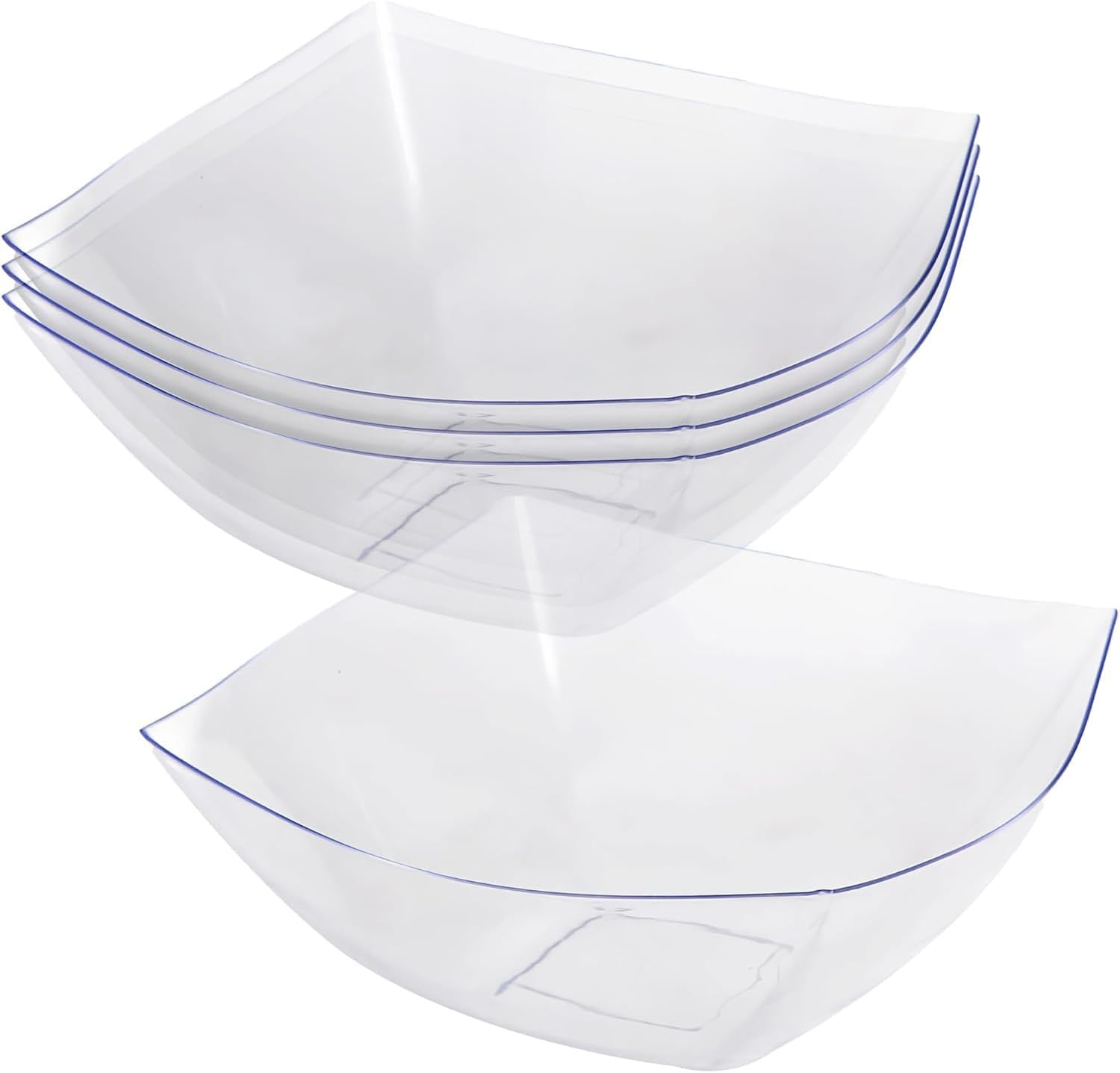 Bluesky Trading Elegant Square Crystal Clear Serving Bowls - 16 oz (4 Count) - Reusable & Durable Party Essentials, Perfect for Chic Events, Ideal for Weddings, Parties & More