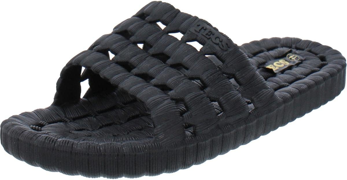 TECS Women's Flexible PVC Lightweight Relax Water Sandal | Open Toe Slipper with Drainage Hole for Beach, Showers, Dorms, & Outdoor