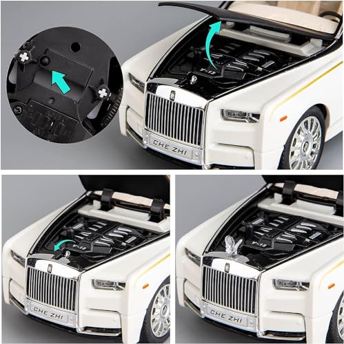 Image of VARIYA ENTERPRISE Exclusive Alloy Metal Pull Back Die-Cast Car Diecast Metal Pullback Toy Car with Openable 6 Doors,Light Music Boys Gifts Toys (1:24 Rolls Royce Phantom)