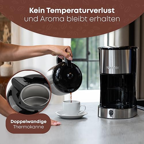 Bomann® Coffeemaker with insulated jug for 8 to 10 cups of coffee (approx. 1.2 l) | Stainless steel filter coffee machine | Double-walled thermos jug | No loss of temperature | Coffeemaker 800 - Image 3