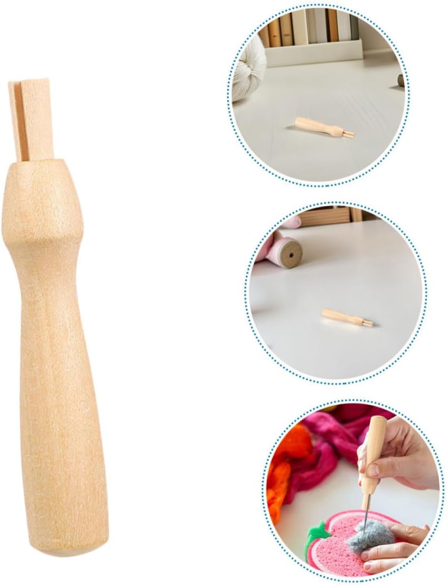 VILLCASE 9pcs Needle Felting Handles with Wooden Ergonomic Long Grip for Craft Projects Wool Felting Tool for Beginners and Experts Precise Control for DIY Wool Art