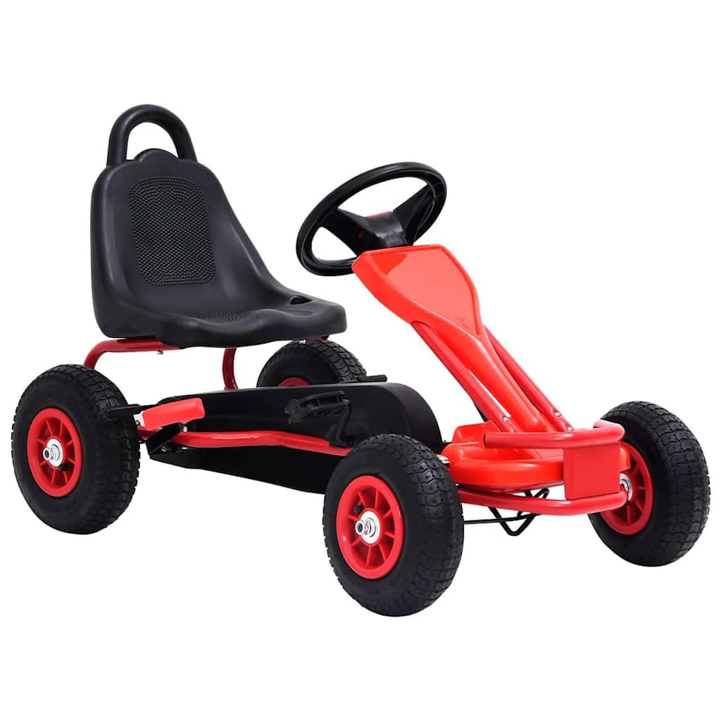Mangloder Go-Kart a pedale con pneumatici rossi, per bambini dai 3 ai 6 anni, robusto veicolo per bambini con freni a mano, alloggiamento in ferro e plastica resistente, adatto per giardino e parco