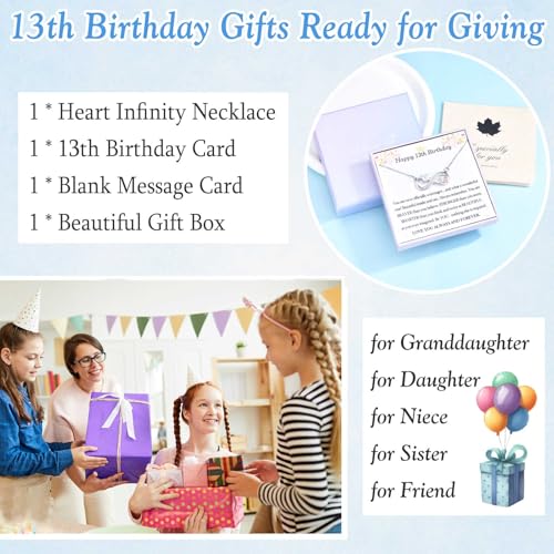 VOSAP 13th Birthday Gifts for Girls, Heart Cubic Zirconia Infinity Birthday Necklace, 13 Year Old Gifts for Girls Daughter Niece Sister Granddaughter Friend - Image 5