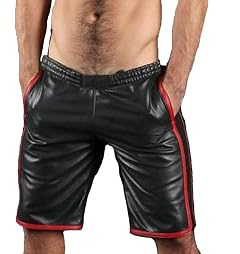 Leather Kingdom Mens Shorts Lambskin Leather Black Color Durable Sports Gym Workout Running Walking Shorts lksp-05