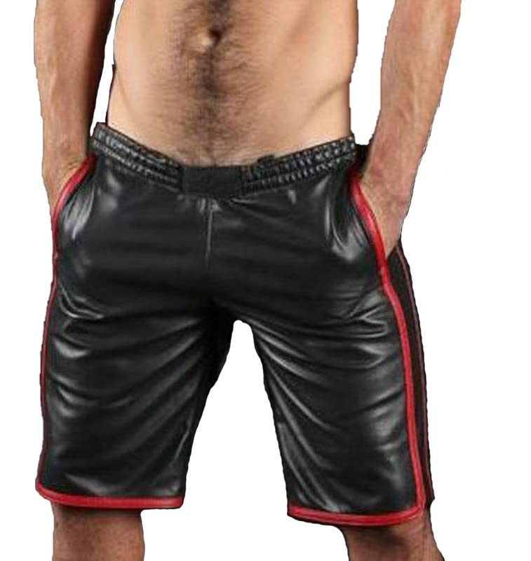 Leather Kingdom Mens Shorts Lambskin Leather Black Color Durable Sports Gym Workout Running Walking Shorts lksp-05