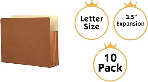 Miniatura 2 de Carpeta de archivo de acordeón expandible, tamaño carta, caja de 10 cuerdas rojas, expansión de 3.5 pulgadas, almacena y organiza papeles, mantén