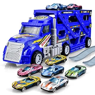 CARROUSEL Toys for 3 4 5 6 Year Old Boys, Cars Transporter Toy for Boys Age 3-6 Transporter Truck Toy with Cars Kids Play Truck Vehicles Set, Birthday Gifts for 3 4 5 6 Year Old Boys