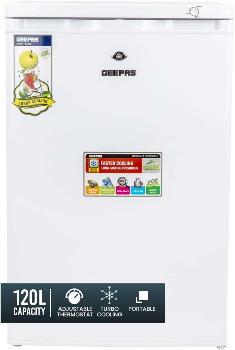 Geepas 120L Upright Freezer, GRFU1206