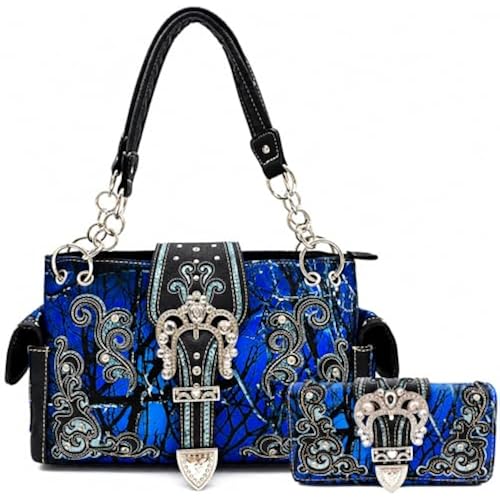 Western Trendy Camouflage Purse Country Handbag and Wallet Set for Women