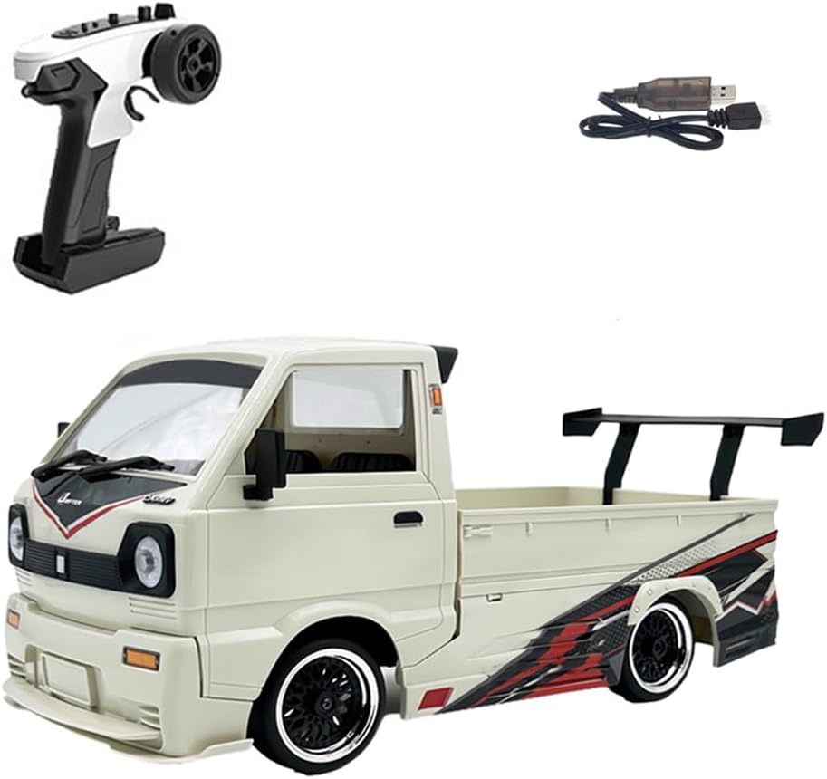 RC Truck Mini, 2.4G Full-Proportional Brushless 1/10 Remote Control Pickup Truck 4WD Cargo RC Car Model with 1 Battery, 25KM/H High Speed Electric Mini-Van Gift -RTR