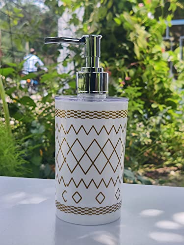 Image of Unbreakable Liquid Soap /Liquid /Shampoo /Hand wash /Sanitizer /Lotion Dispenser Plastic Bottle for Kitchen, Wash-Basin and Bathroom 350 ml Dispenser (White Gold)