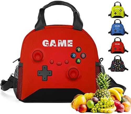 Game Lunch Bag for Boys Girls Gamer, Insulated Video Game Lunch for Work Out Travel Tirp, Reusable Box Thermal Cooler meal box