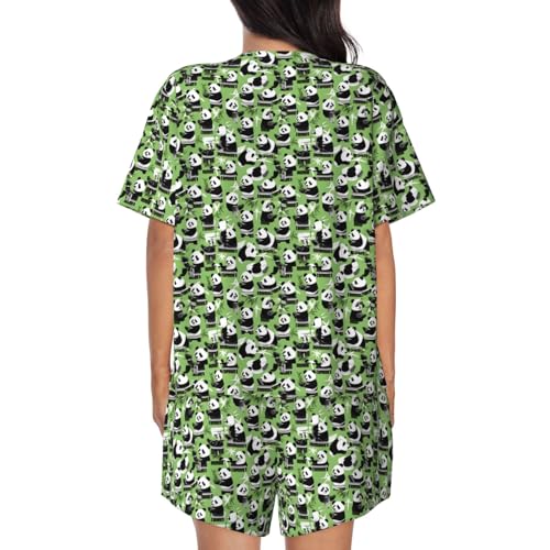 Pyjama panda en bambou pour femme | Ensemble de nuit d'été fluide et décontracté - 5