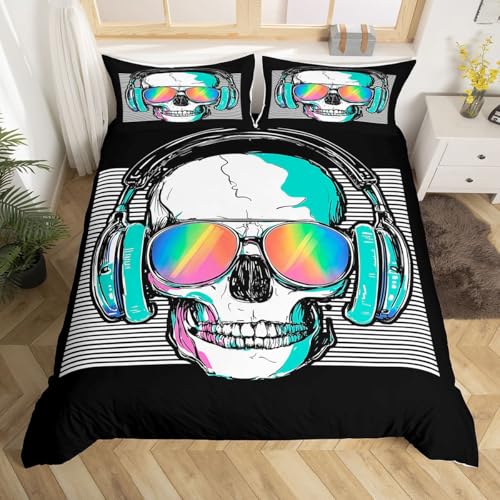 Feelyou Boys Skull Comforter Cover Set Twin 2Pcs