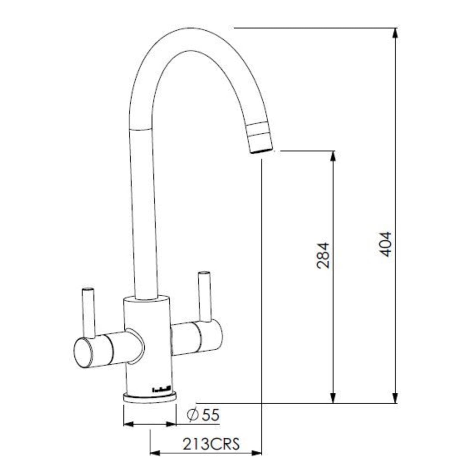 Corso Evolution Brushed Nickel Twin Lever Kitchen Mixer Tap - Image 3