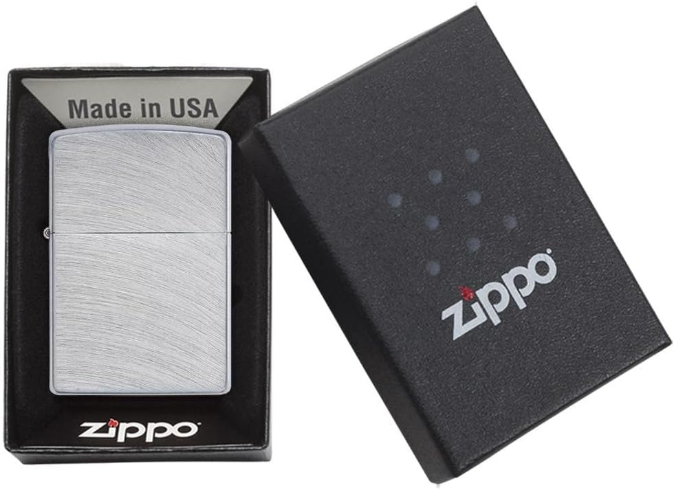 Zippo Lighter - Personalized Custom Message Engrave Chrome Windproof Lighter Brushed Chrome Arch 24647