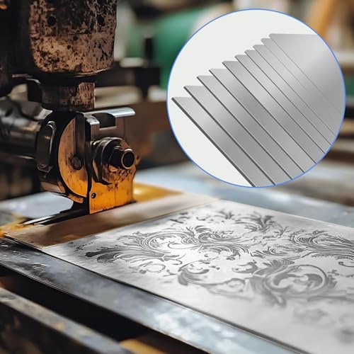 Glarks 10pcs L x W x T 6.1 x 0.98 x 0.012’’ Rectangular Shim Stock Assortment, 304 Stainless Steel Strips, Silver Shim Stock Sheet for Kitchen Trim Gap Filler/DIY/Industrial Use