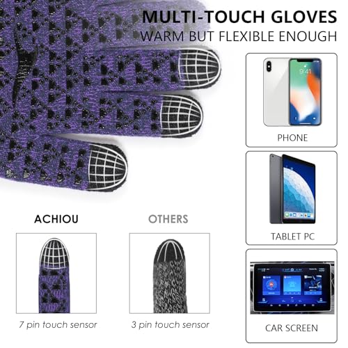 Image of Achiou Winter Gloves, Glove for Men Women, Upgraded Touch Screen Texting Warm Running with Thermal Soft Knit Lining