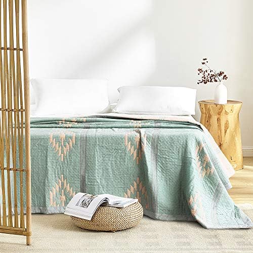 Queen Blanket for Summer Tencel Cotton Lyocell Quilted Blanket 90x90 Lightweight Bedspread Soft Breathable Blanket Teal