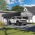 12x20FT Metal Carport, Heavy Duty Car Port Canopy with Aluminum Alloy Roof and Frame, Extra Large Carports Withstand Strong Wind or Heavy Rain, Suitable for Parking Pickup, Boat, Car, and Tractor