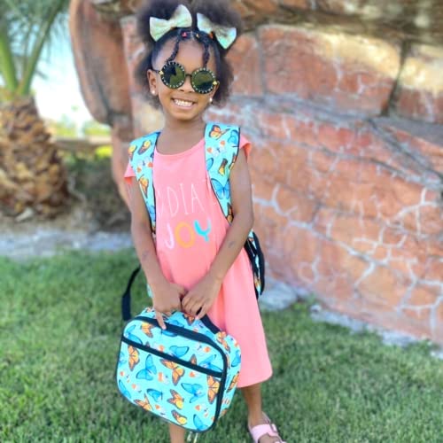 Butterfly Lunch Box For Girls, Kids, Teens, Kids' Lunch Box With Soft Sided Compartments, Insulated Lunch Bag For School, Spacious, Bpa Free, Food Safe, 10.8In X 8.5In X 2.8In, Green Butterfly #TOP4