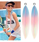 LACE PLUS Braided Hair Extensions, Pony Tails Hair Extensions Eye Catching Hair Ponytail Rainbow ...