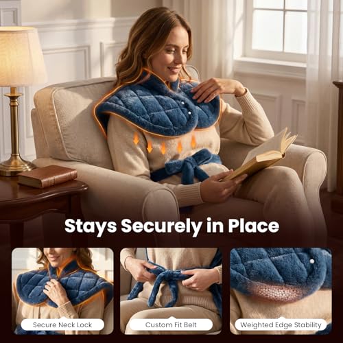 Image of BOB AND BRAD Heating Pad for Neck, Shoulders and Back, FSA Eligible HSA Eligible Electric Heat Pad, Edge-Weighted Design, Fast Heating, ETL Certified, Gift for Women Men 24 inchx33 inch