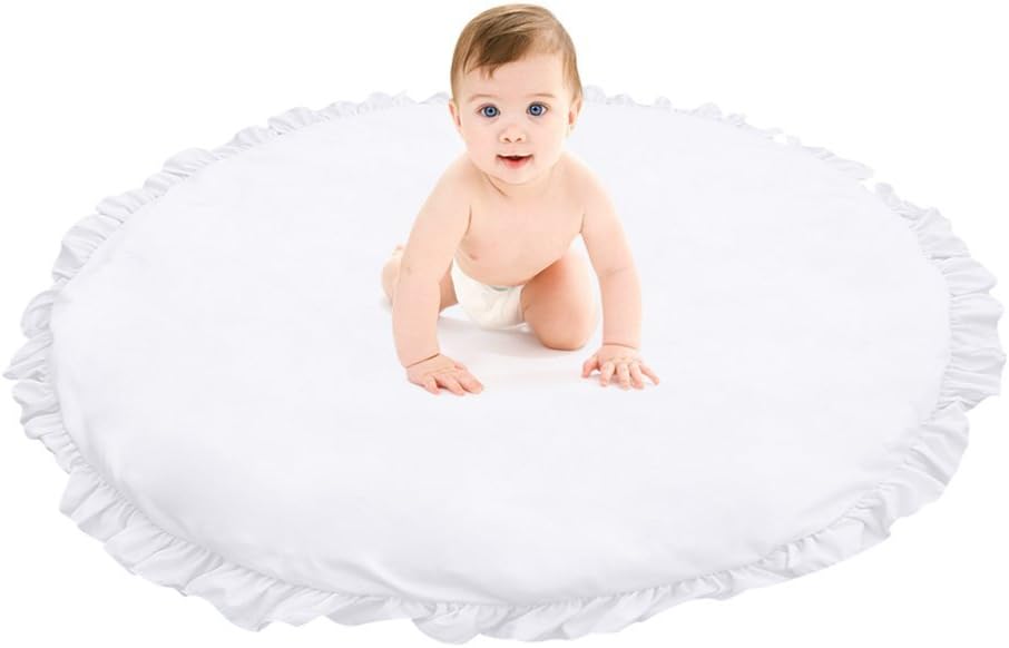 Super Soft Play Mat Round Floor Cushion, 100% Cotton Play Pad, Fluffy Non-Toxic Floor Seating Pillow, 40" Round Area Rugs for Girls Boys Bedroom