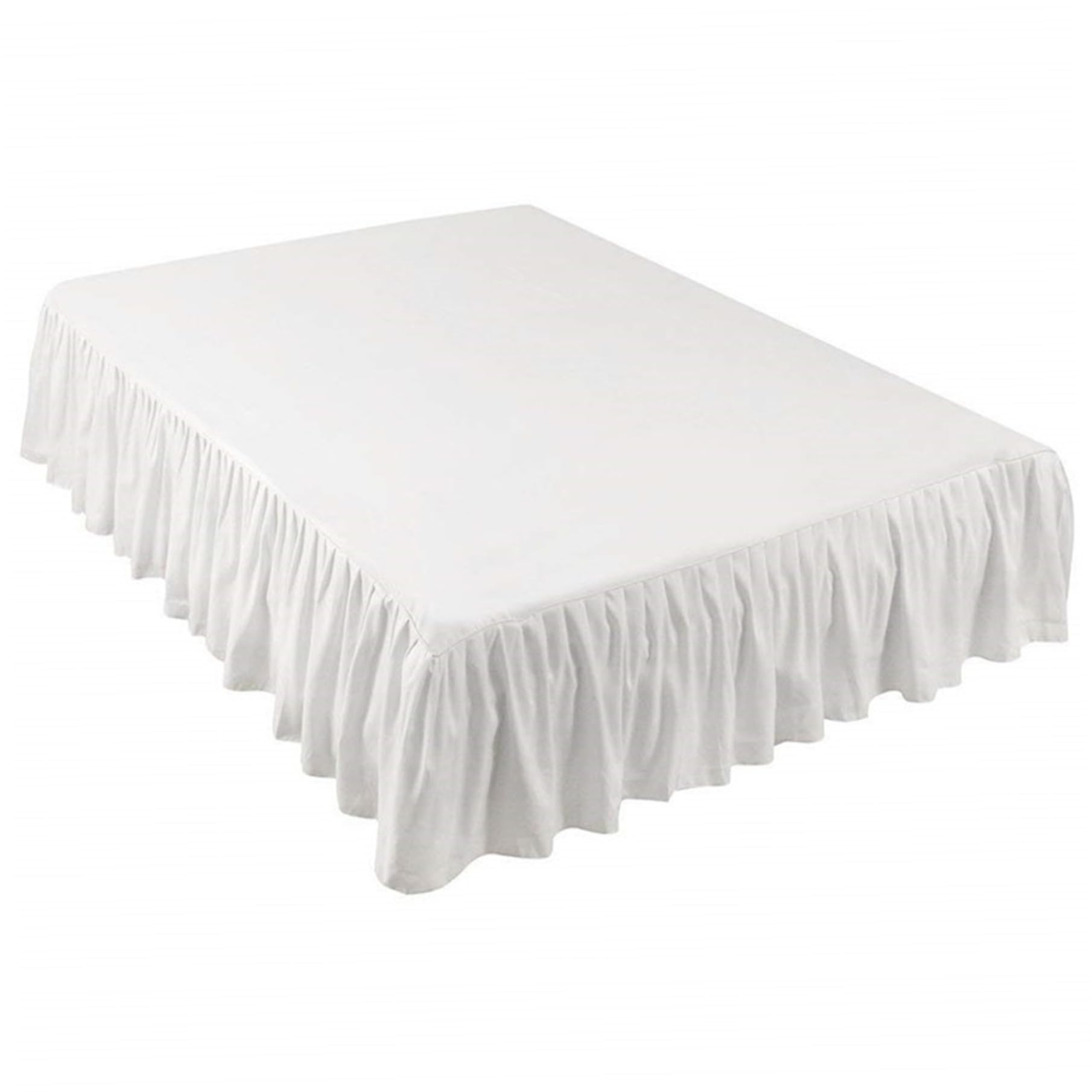 Jupe de lit pour lit double et queen size avec volant froncé blanc