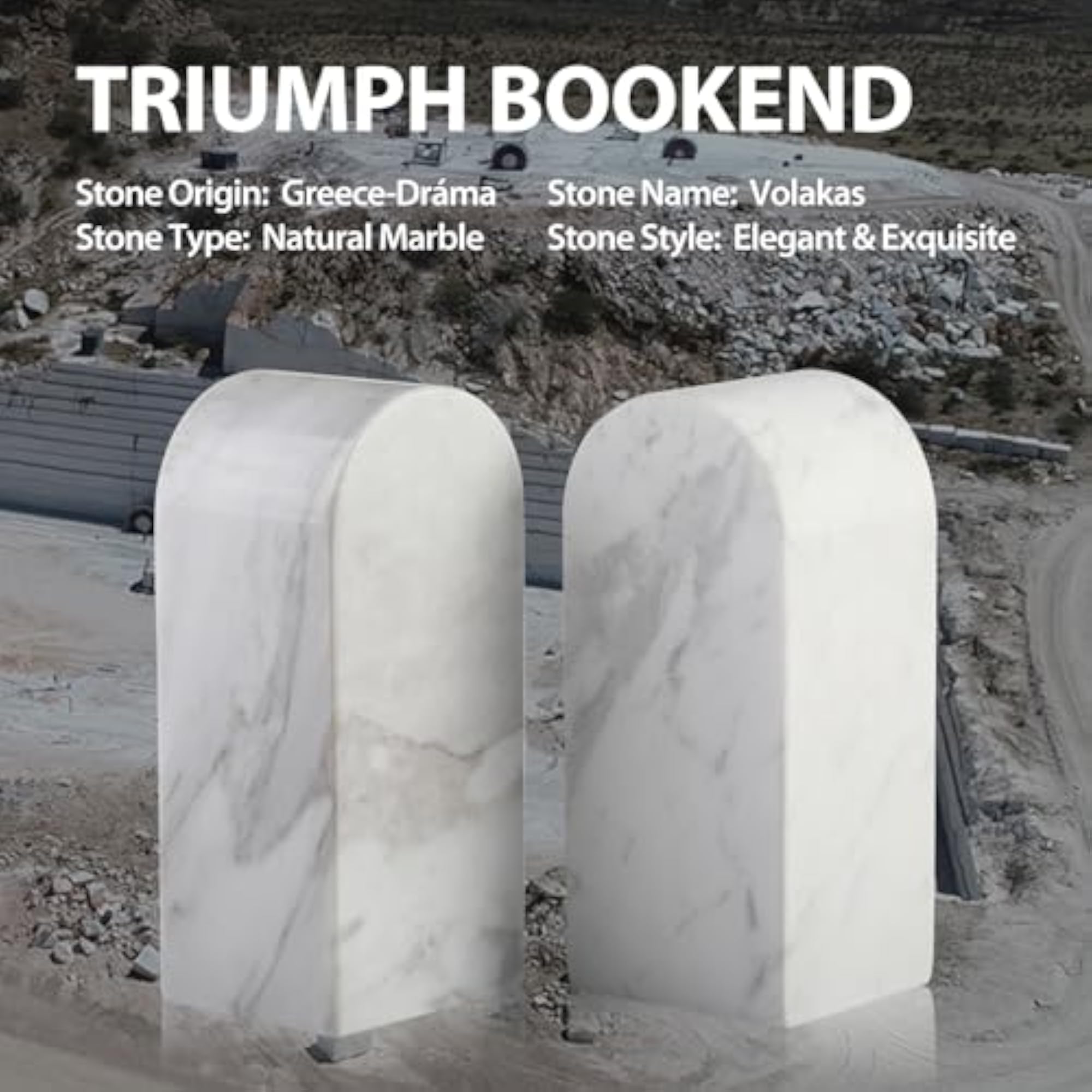 Luxury Greek Marble Bookends for Shelves