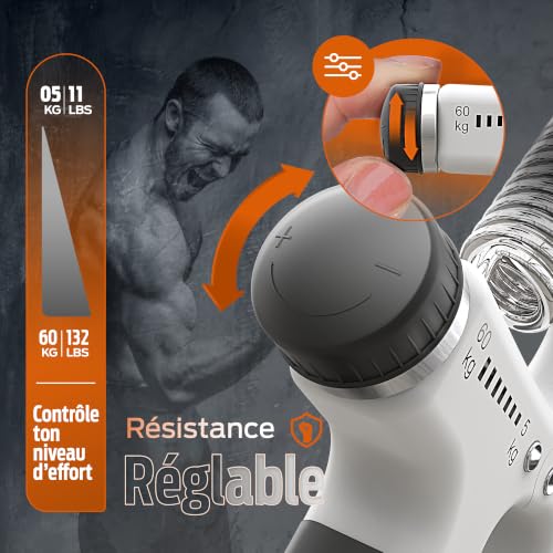 PORTENTUM Hand Grip Strengthener, Appareil de Renforcement du Grip avec Résistance Réglable 5-60kg, Poignee Musculation Avant Bras Main Poignet pour la Rééducation et le Renforcement Musculaire – vue 3