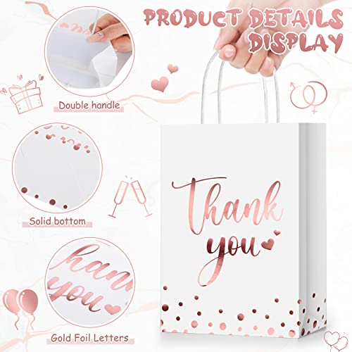 30 Pcs Thank You Gift Bags With Tissue Paper Gold Thank You Wedding Bags With Handle For Business, Shopping, Wedding, Baby Shower, Party Favors (Rose Gold) #TOP3