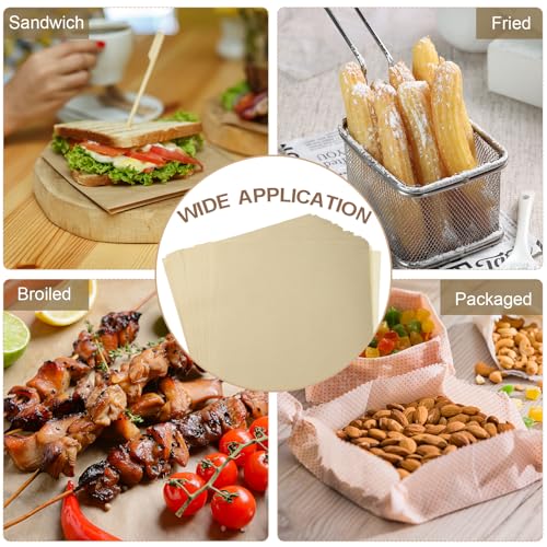 HARFINGTON 100 folhas de papel manteiga, 20 x 25 cm, papel de embrulho de alimentos para cozinhar fr