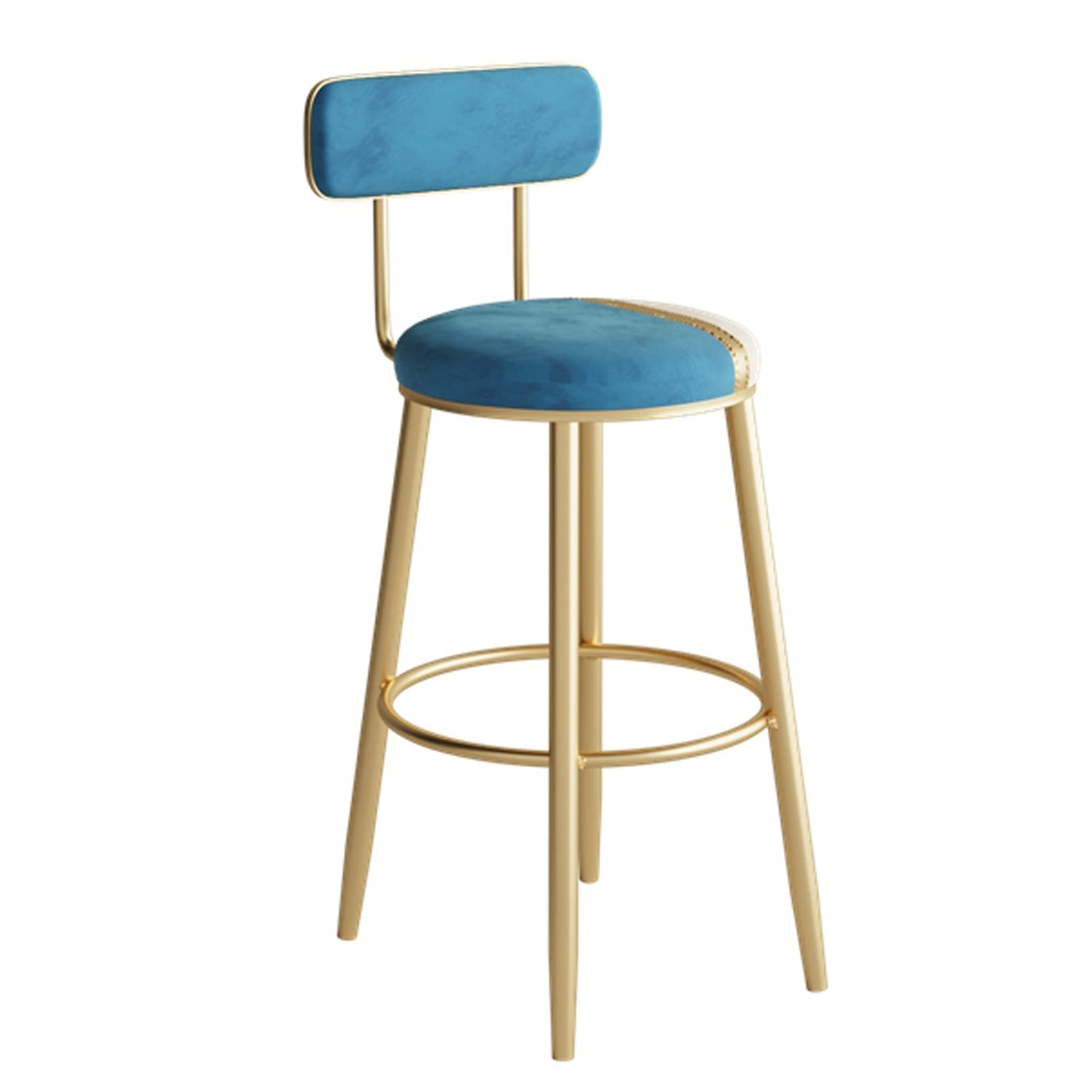 Tabouret de bar en velours lot de 2 avec repose-pieds doré et cadre en métal pour îlot de cuisine