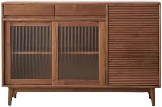 Sideboard Cabinet Retro Simple Walnut Sideboard Home Living Room Solid Wood Storage Sideboard Sideboard Cabinet with Storage