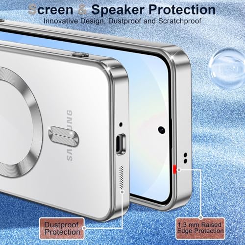 Image of VONZEE Clear Logo Electroplating Transparent Back Case for Samsung Galaxy A56 5G, Magnetic Plating Electroplate TPU Cover, Individual Camera Protection for Each Lens- Grey